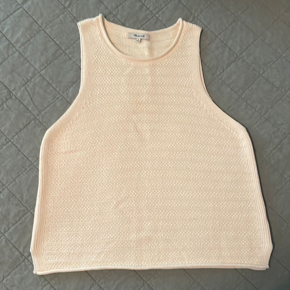 Madewell cream sleeveless knit top. Size M. Gently worn. No flaws.